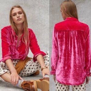 Anthropologie Pilcro Size 8 Relaxed Mara
Crushed Velvet Button Shirt Long Sleeve